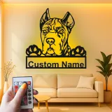 Décoration murale en métal personnalisée avec chien Boxer et rétroéclairage LED - Cadeau pour les amoureux des animaux, décoration pour salon ou espace pour animaux