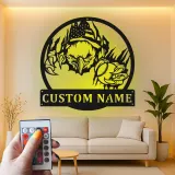 Insegna in metallo LED personalizzata a forma di aquila e baseball - Regalo personalizzato per appassionati di baseball, decorazione per sala giochi