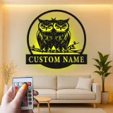 Cartel de búho a medida con luces LED | Decoración mural de metal de búho real personalizado | Decoración salvaje para amantes de la naturaleza | Cartel rústico para cabaña