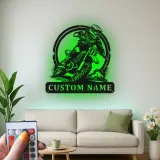 Insegna LED Motocross Personalizzata | Arte in Metallo Moto da Cross | Targhetta Nome Pilota per Garage o Stanza di Ragazzi