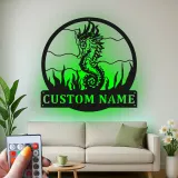 Cartel de metal personalizado de caballito de mar | Arte mural de luz LED | Decoración náutica personalizada para casa de playa | Regalo para amantes del océano