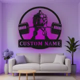 Personalisierte LED-Beleuchtung Metall-Wandkunst für Bodybuilder