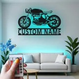 Décoration murale en métal personnalisée Café Racer avec rétroéclairage pour passionnés de moto