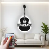 Personalisierte Gitarren-LED-Leuchte | Individuelle Metall-Wandkunst für Musikzimmer | Geschenk für Musiker
