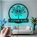 Décoration murale en métal LED personnalisée Libellule Cadeau pour amoureux de la nature Décor de chambre ou de salon 2