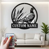 Insegna in Metallo Pheasant | Regalo Personalizzato per Cacciatori con Insegna LED con Nome | Decorazione per Cabina & Lodge