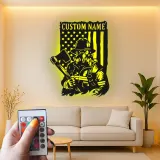 Individuelles Feuerwehr-LED-Schild | Personalisierte Metall-Wandkunst | Patriotisches Helden Geschenk für Ihn | Feuerwehrmann Wohnkultur