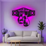 Insegna in metallo personalizzata con cintura di campione di boxe e luce LED regalo unico per pugili decorazione per palestra o man cave