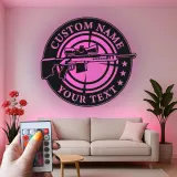 Sniper Rifle LED Metal Wall Art | Personalized Gun Sign for Man Cave | Custom Shooter Gift with RGB Lights