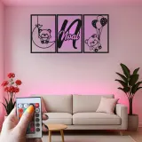 Cartel de nombre de oso de peluche personalizado | Arte mural de metal LED para guardería | Decoración de habitación de bebé personalizada | Regalo de recuerdo para recién nacidos