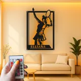 Insegna LED personalizzata per tennista | Arte murale in metallo su misura | Decor sportivo per la stanza | Regalo per atleta