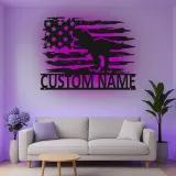 Insegna in metallo LED T-Rex con bandiera americana personalizzata, regalo unico per amanti dei dinosauri, decorazione per stanza dei bambini