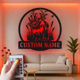 Panneau personnalisé de chien de chasse Labrador | Décoration murale en métal LED personnalisée | Cadeau de chasseur et décor de faune extérieure