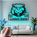 Insegna in metallo LED personalizzata con castoro - Regalo unico per amanti degli animali, decorazione per ufficio o sala giochi