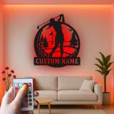Personalisierte Golf-Schild mit LED-Beleuchtung | Metall-Wandkunst für das Spielzimmer | Golfer Geschenk für Ihn oder Sie
