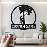 Cartel de metal LED de escalador de árboles regalo personalizado para arboristas decoración de entusiastas del aire libre