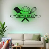 Insegna in metallo retroilluminata con chef di panetteria regalo personalizzato per panettieri decorazione per cucina per appassionati di cucina
