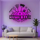 Custom Cleaning Tools Led Light Metal Wall Art Personalized Housewarming Gift Laundry Room Decor