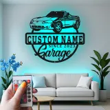 Décoration murale en métal personnalisée avec rétroéclairage LED pour voiture décapotable - Cadeau personnalisé pour les passionnés de voitures