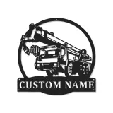 Personalisierte LED-Metall-Wandkunst mit Kranwagen – Geschenk für Bauarbeiter, Garage oder Werkstatt
