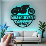 Insegna in metallo personalizzata per garage motociclistico con luce LED regalo per motociclisti decorazione per garage