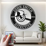 Cartel de metal LED de placa de detective, regalo único para amantes del misterio, decoración de oficina o estudio