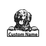Insegna in metallo LED personalizzata per mamma di cani Golden Retriever, regalo per il soggiorno