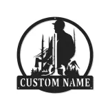 Lumberjack Silhouette Metal Sign | Custom LED Name Art | Rustic Cabin Decor & Woodsman Gift