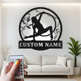 Cartel LED personalizado de gimnasia artística | Decoración mural de metal personalizada para habitación de niña | Decoración de aro aéreo