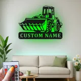 Insegna in metallo personalizzata con LED Bulldozer Regalo per appassionati di costruzione Decorazione per garage o ufficio
