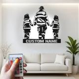 Personalized Firefighter Metal Sign | Custom Fireman LED Wall Art | First Responder Family Gift | Firehouse Home Decor