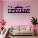 Insegna in metallo LED personalizzata per aereo - Regalo di aviazione per pilota - Decorazione per hangar