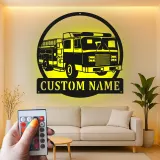Cartel de camión de bomberos personalizado | Arte metálico LED para decoración de estación de bomberos | Regalo personalizado para bombero