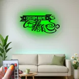 Cartel de metal LED con nombre para bar de café, regalo personalizado para amantes del café, decoración de cocina o café