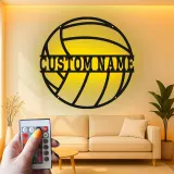 Custom Volleyball Led Light Metal Wall Art Personalized Sports Gift for Athlete Game Room or Bedroom Decor