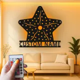 Custom Starfish LED Sign | Personalized Metal Wall Art | Nautical Beach House Decor | Coastal Ocean Lighting
