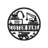 Custom Construction Site Led Light Metal Wall Art Personalized Gift for Kids Bedroom Decor for Little Builders