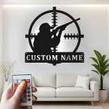 LED-Metallkunst mit Jägersilhouette | Personalisierte Schild für Zielfernrohre im Ferienhaus | Individuelles Geschenk für Jäger