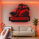 Insegna in metallo personalizzata con LED Bulldozer Regalo per appassionati di costruzione Decorazione per garage o ufficio 1