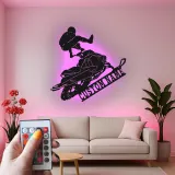 Cartel de metal personalizado para moto de nieve | Señal LED de deportes extremos | Decoración mural personalizada para garaje | Regalo para motonieve