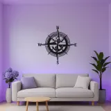 Insegna LED Personalizzata con Bussola Nautica | Insegna in Metallo con Ancora | Decorazione Costiera per Casa e Barca