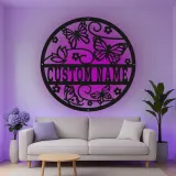 Custom Butterfly Garden Led Light Metal Wall Art Personalized Gift for Nature Lovers Bedroom or Garden Decor