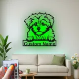 Panneau LED personnalisé Maltese | Décoration murale en métal pour chien | Cadeau pour les amoureux des chiots | Décor mémorial pour animaux