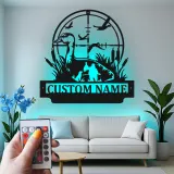 Personalisierte LED-Metall-Wandkunst mit Entenjagd – Geschenk für Jäger, Deko für Männerhöhle oder Ferienhaus