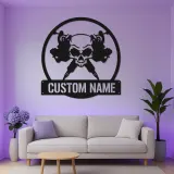 Personalisierte Skull LED-Leuchtschilder | Individuelles Metallschild für Tattoo-Studios | Edles Dekor für Tattoo-Studios und Künstlergeschenke