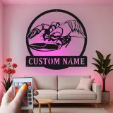 Insegna in metallo LED personalizzata con aragosta | Decorazione per cucina costiera personalizzata | Arte murale per casa al mare e regalo per pescatori