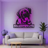 Décoration murale en métal personnalisée pour Mastiff avec rétroéclairage LED, cadeau pour amoureux des chiens, décoration pour salon 2