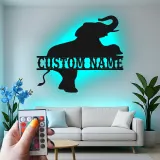 Custom Elephant Led Light Metal Wall Art Personalized Gift for Animal Lovers Nursery or Kids Room Decor 1