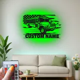 Custom School Bus LED Sign | Metal Wall Art | Personalized Driver Gift | Patriotic Classroom Decor