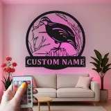 Cartel de metal personalizado de codorniz de California | Arte mural iluminado con LED de vida silvestre | Decoración personalizada para cabañas | Regalo rústico para el hogar